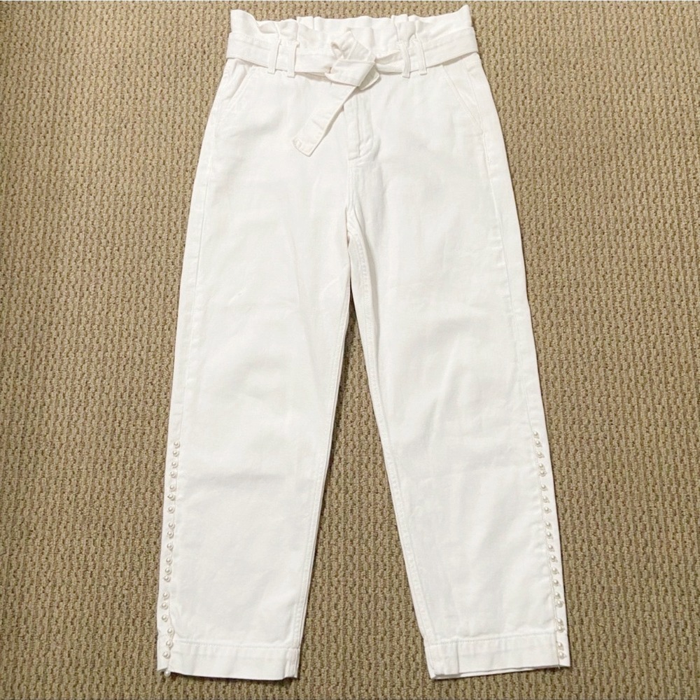 Zara‎ High Waisted White Pearl Denim - Picture 4 of 11